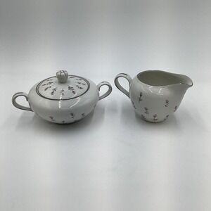 Harmony House Sugar Bowl Creamer Set‎ Floral Pink White Japan